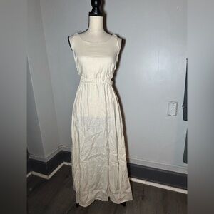 BERLOOK 100% flax beige cut out open back dress size small